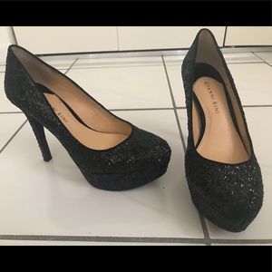 Black Glitter Heels